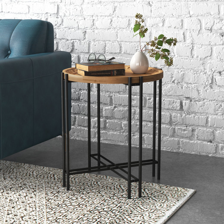 Steelside™ Estelle Solid Wood Tray Top End Table Wayfair Canada